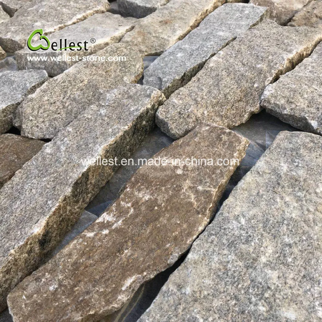 Promotion Best Price Yellow Tiger Skin Quartzite Loose Stone Wall Cladding