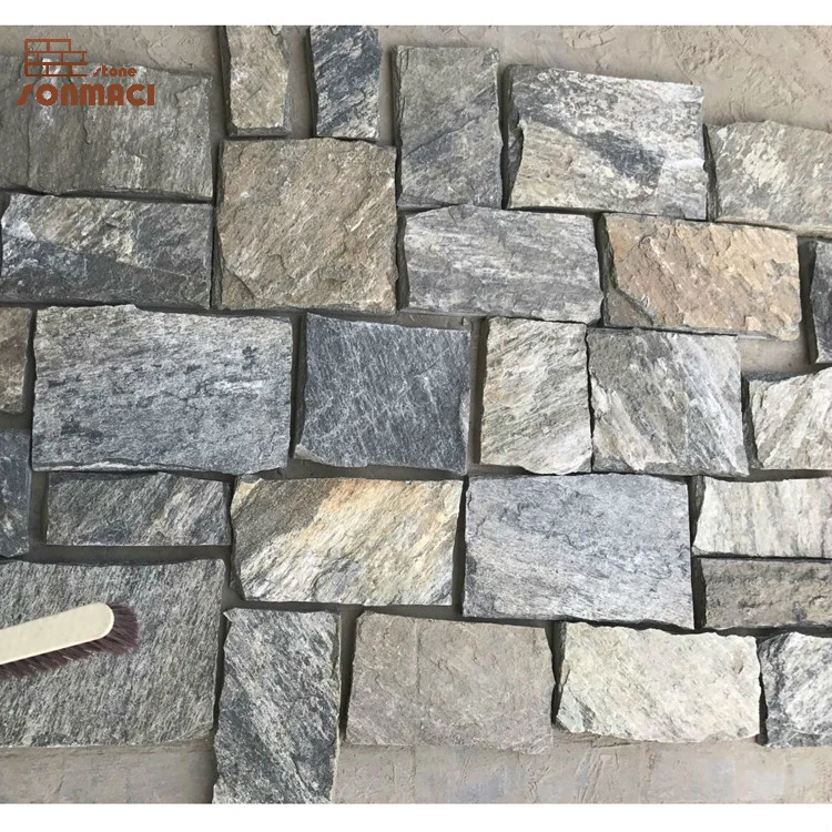 Gray Quartz Stacked Exterior Facade Stone