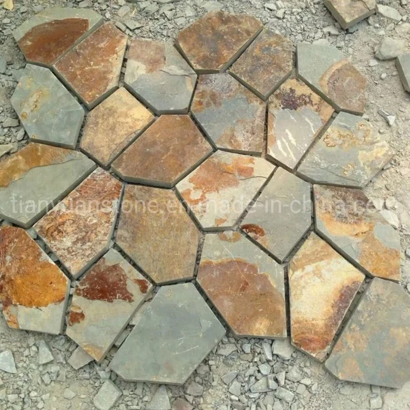 Multi Color Rustic Brown Paver Meshed Random Crazy Flag Stone