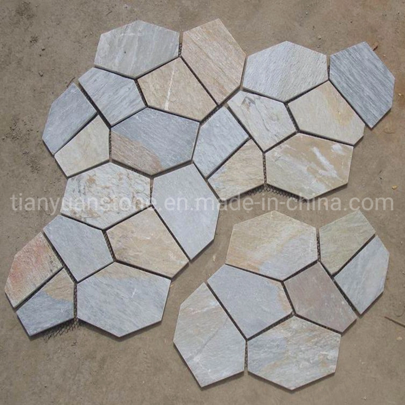 Multi Color Rustic Brown Paver Meshed Random Crazy Flag Stone