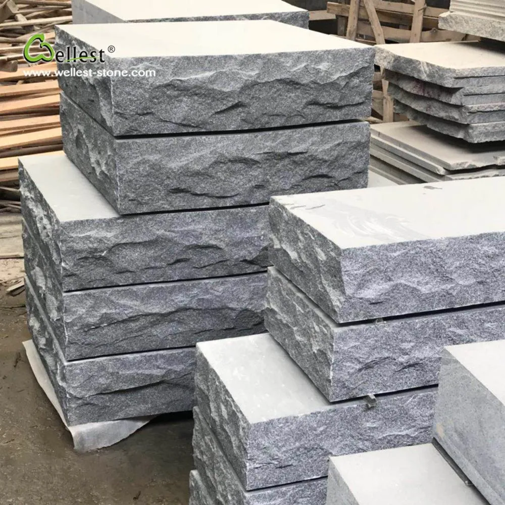 G654 Dark Grey Granite Split Face Rock Block Step for Garden Stone