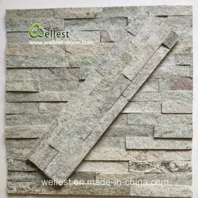 Beautiful Shining Greyish-Green Mica Culture Stone for Wall Decorating/Cladding