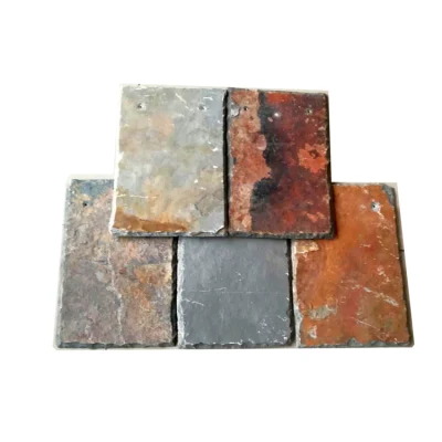 Natural Stone Rusty Roofing Slate Tiles with Holes