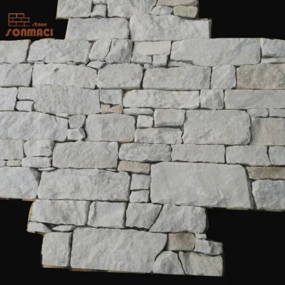 White Quartz Cement Ledger Stone Cladding for Garden Decoration