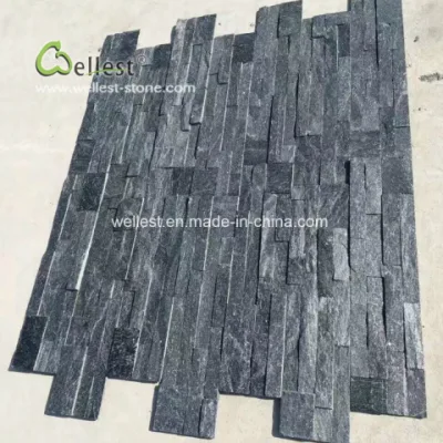 Black Quartzite Thin Stone Veneer for Wall Cladding