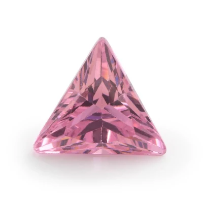 Wuzhou 3X3mm Loose Synthetic Triangle Russian Cubic Zirconia Stone Pink CZ